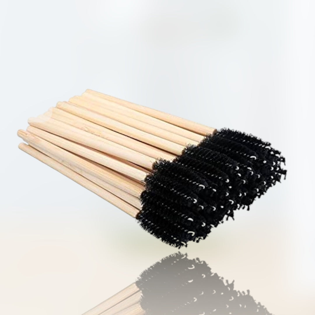 Bamboo Lash Mascara Wands - Black Disposable Eyelash/ Brow Brushes - Crystal Crescent Shop